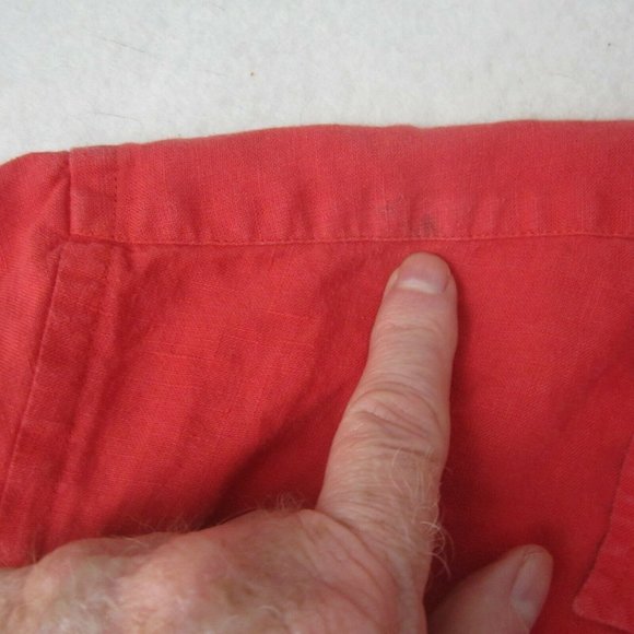 Faconnable Men shirt short sleeve pit to pit 26 L classic linen red vintage - Picture 8 of 12